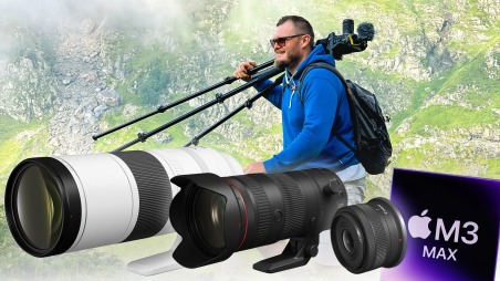Новинки от Canon: телевик Canon RF 200-800mm f/6.3-9 IS USM. Canon RF 24-105mm f/2.8 L IS USM Z, ширик Canon RF-S 10-18mm f/4.5-6.3 IS STM. Новый Macbook Pro Space Black на процессоре M3 MAX на 3 нм