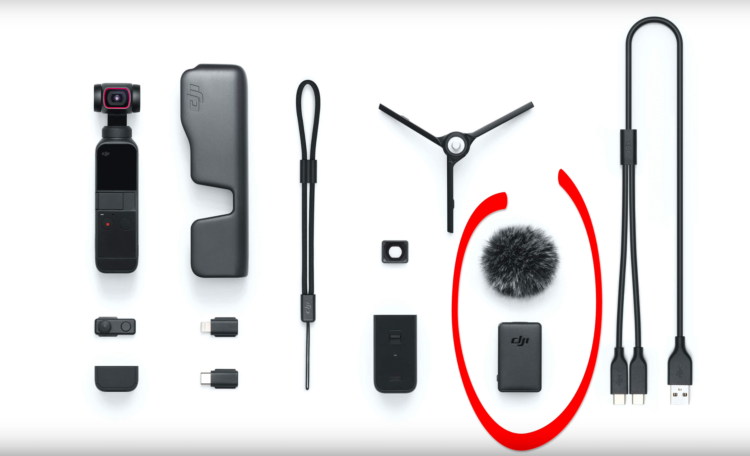 Combo набора DJI Pocket 2 с радиомикрофоном и меховой ветрозащитой